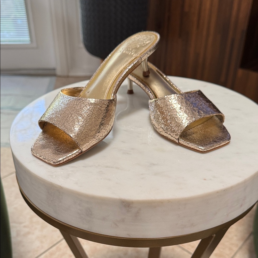 Vince Camuto Gold Metallic Slide Heels